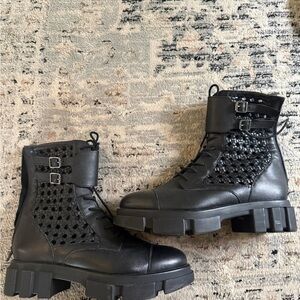 Free People Asher ankle boot 38 black combat boot